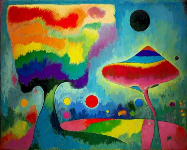 Vibrant Abstract Landscape with Colorful Trees and Sky