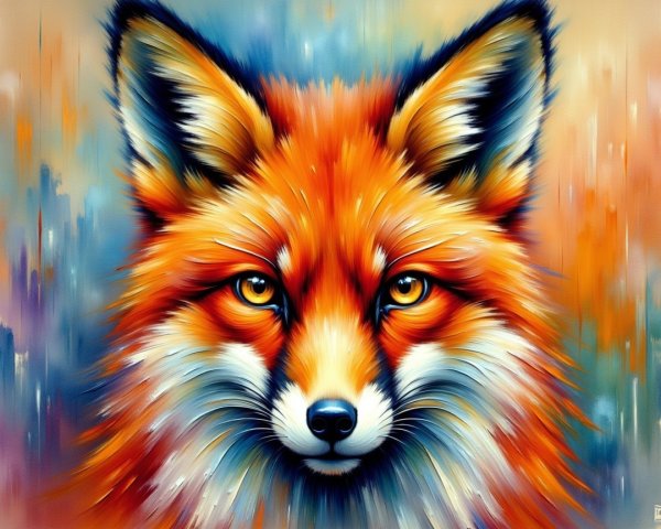 Vibrant Fox Illustration with Striking Colors and Depth