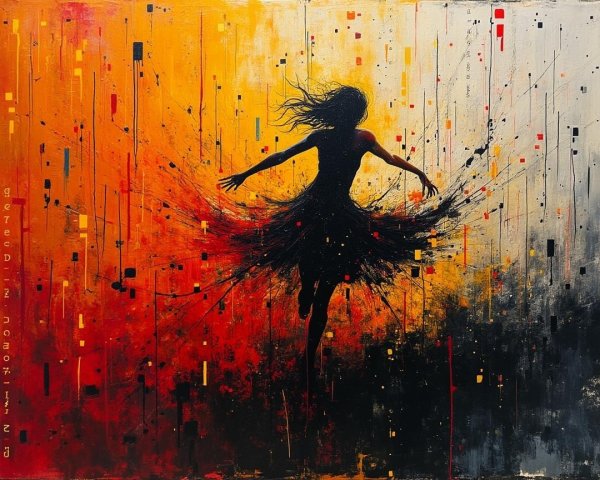 Vibrant Abstract Painting of Dancer in Motion