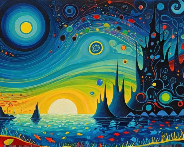 Vibrant Abstract Landscape with Colorful Elements