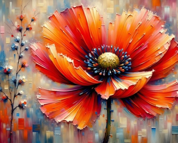 Vibrant orange poppy flower with pastel background