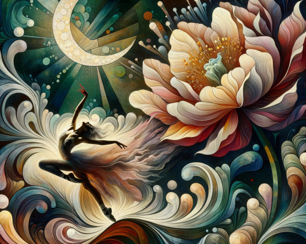 Dreamy Ballerina in Nature with Luminous Elements