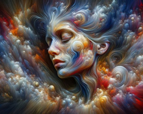 Abstract Representation of a Female Face in Colorful Swirls