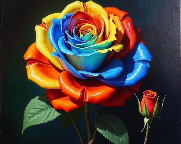 Vibrant Surreal Rose with Colorful Gradient Petals