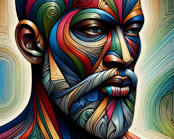 Vibrant Portrait of a Man with Swirling Patterns