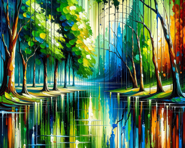 Vibrant Abstract Landscape with Colorful Foliage