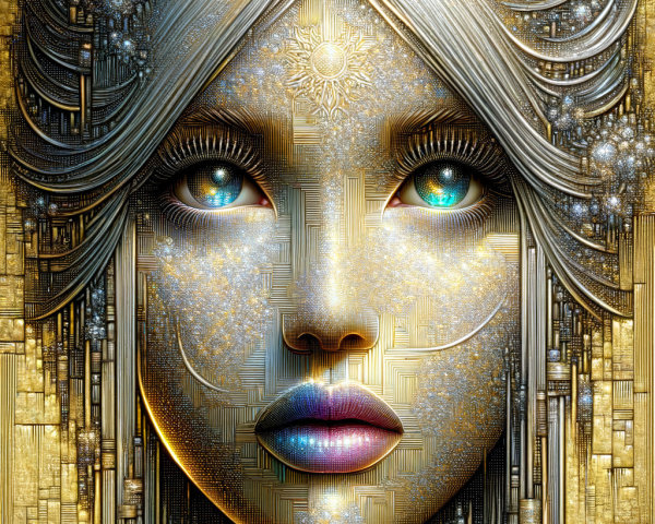 Futuristic Portrait of a Woman with Metallic Skin