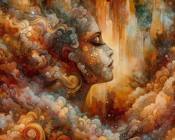 Surreal Portrait of a Woman in Colorful Clouds