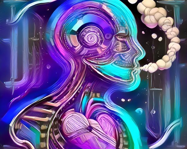 Colorful Humanoid Figure with Abstract Elements