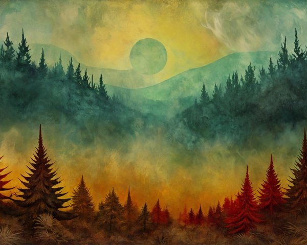Serene Landscape with Gradient Sky and Trees
