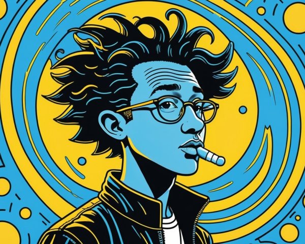 Stylized Illustration of Confident Youth with Vibrant Background