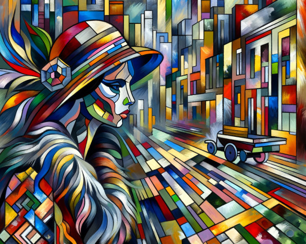 Vibrant Abstract Scene with Colorful Geometric Shapes
