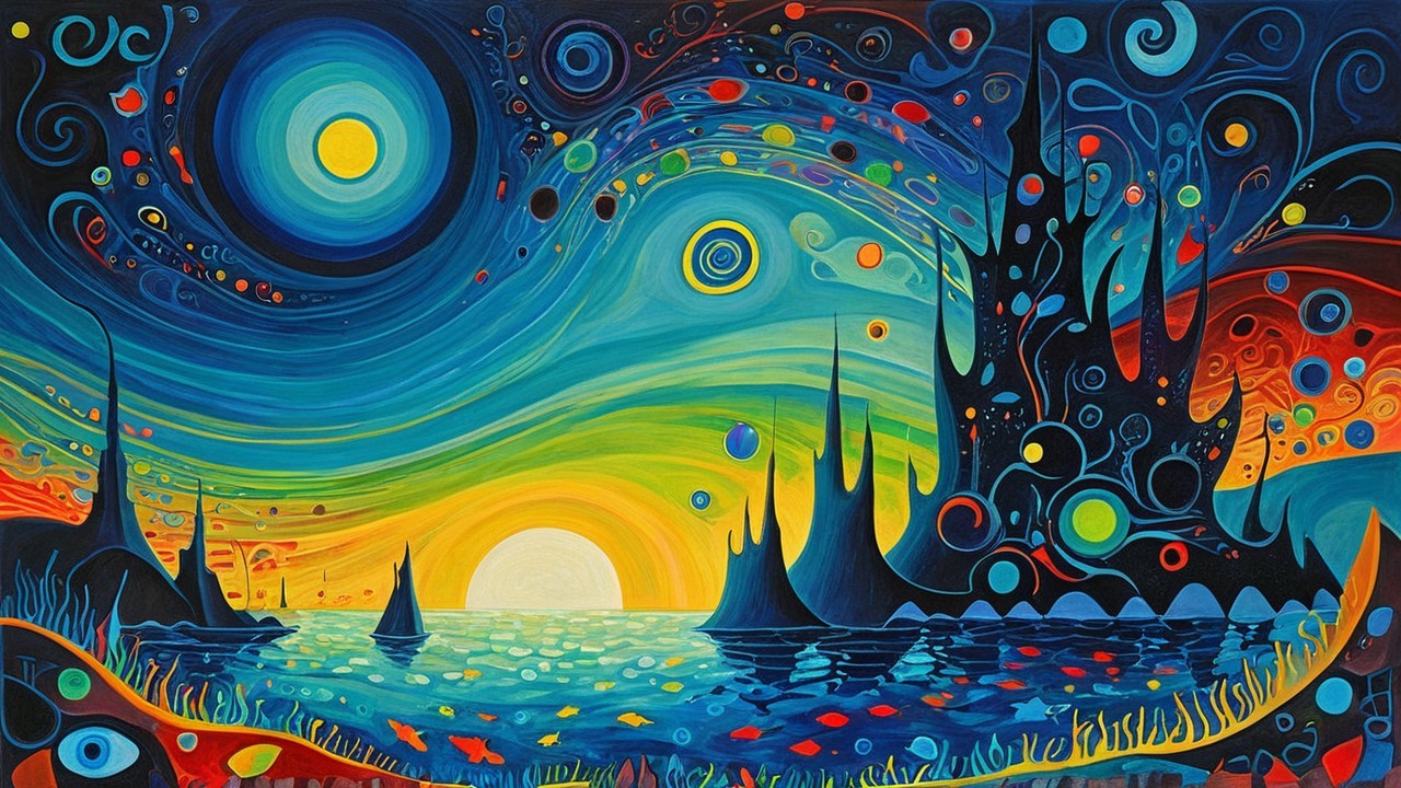 Vibrant Abstract Landscape with Colorful Elements