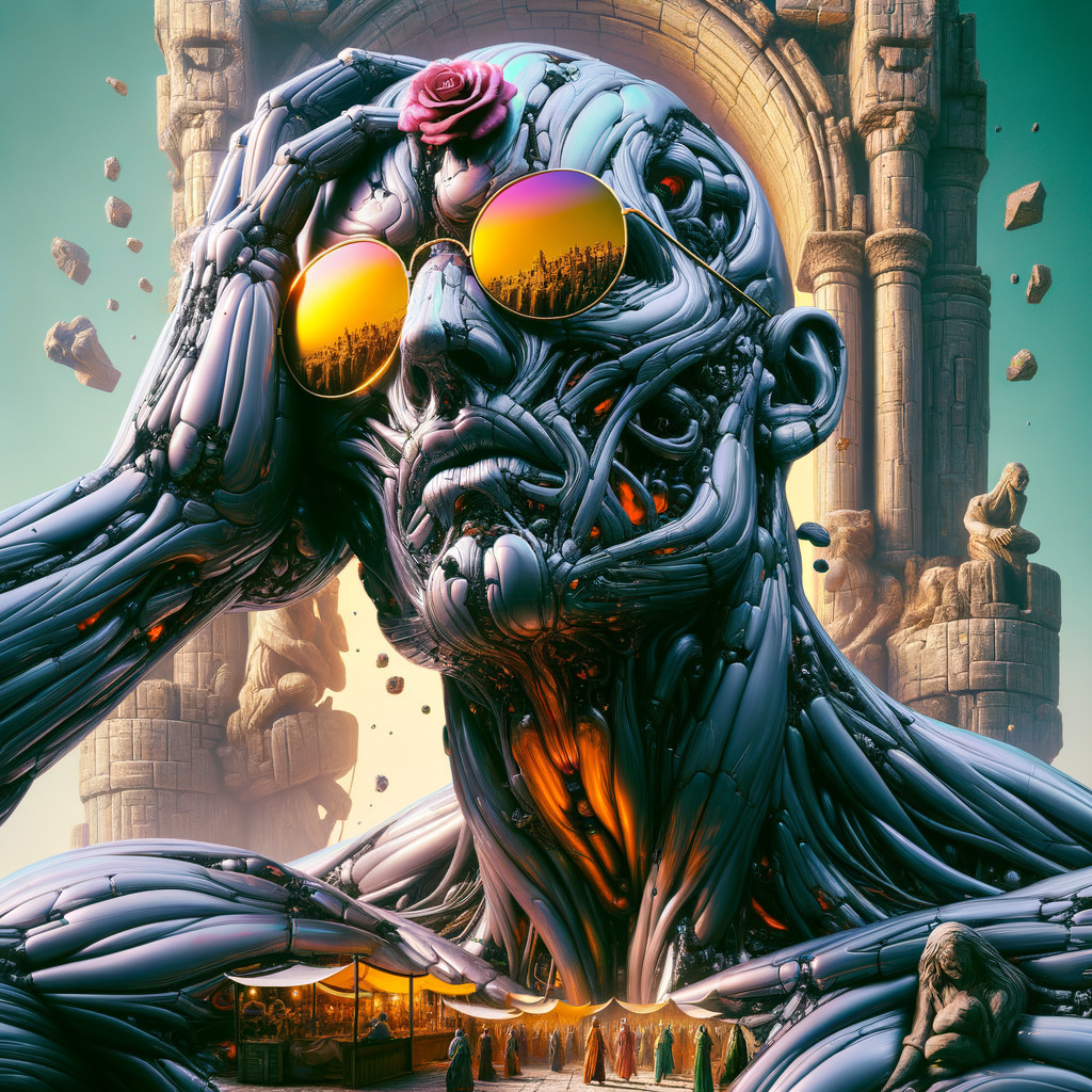 Futuristic Surreal Sculpture of Humanoid Figure