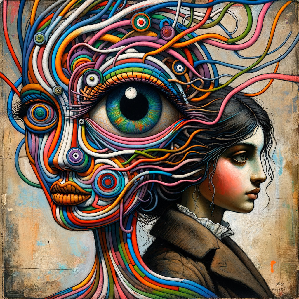 Abstract Profile with Colorful Swirling Patterns