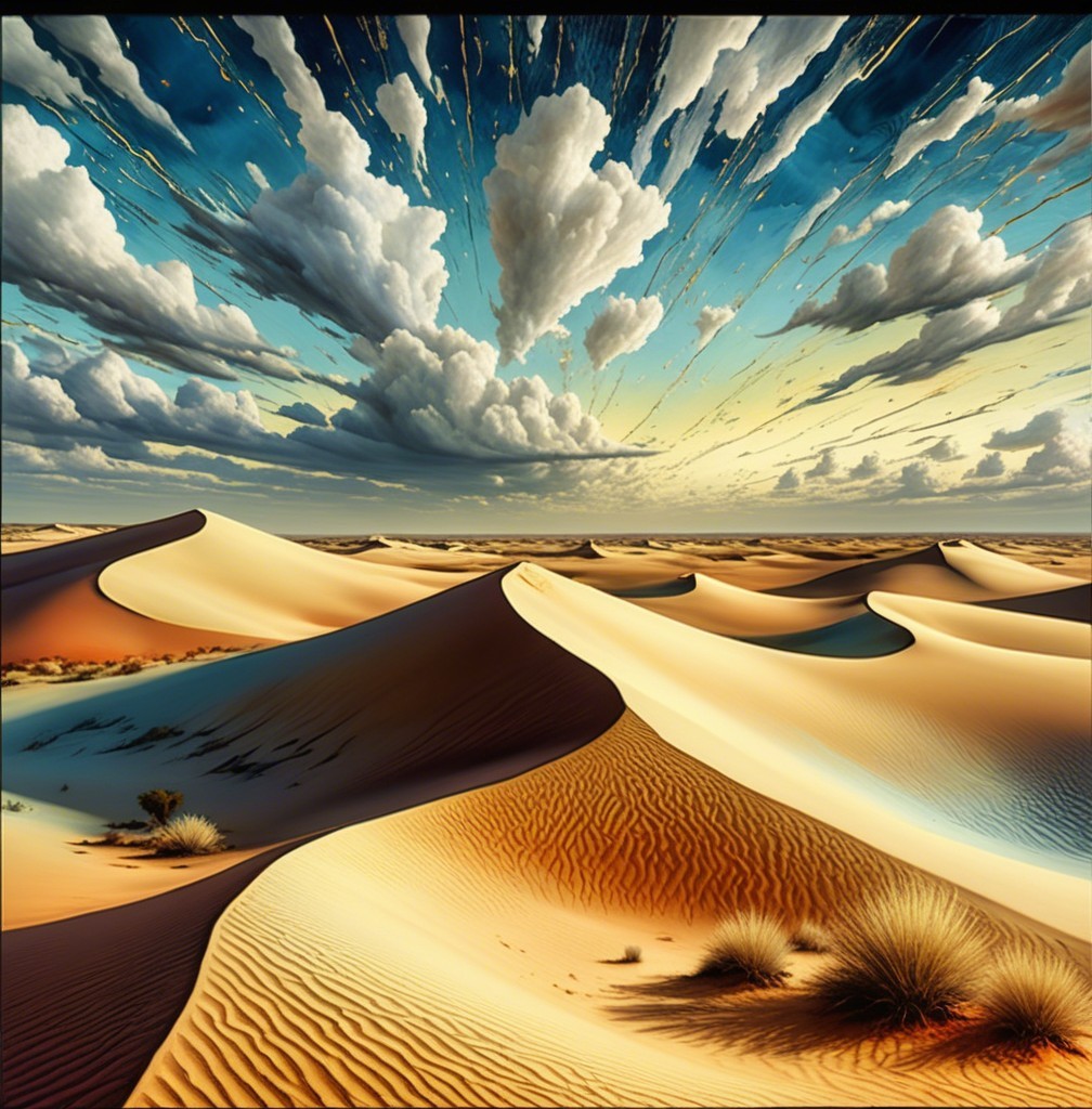 Desert Landscape with Rolling Dunes and Dramatic Sky