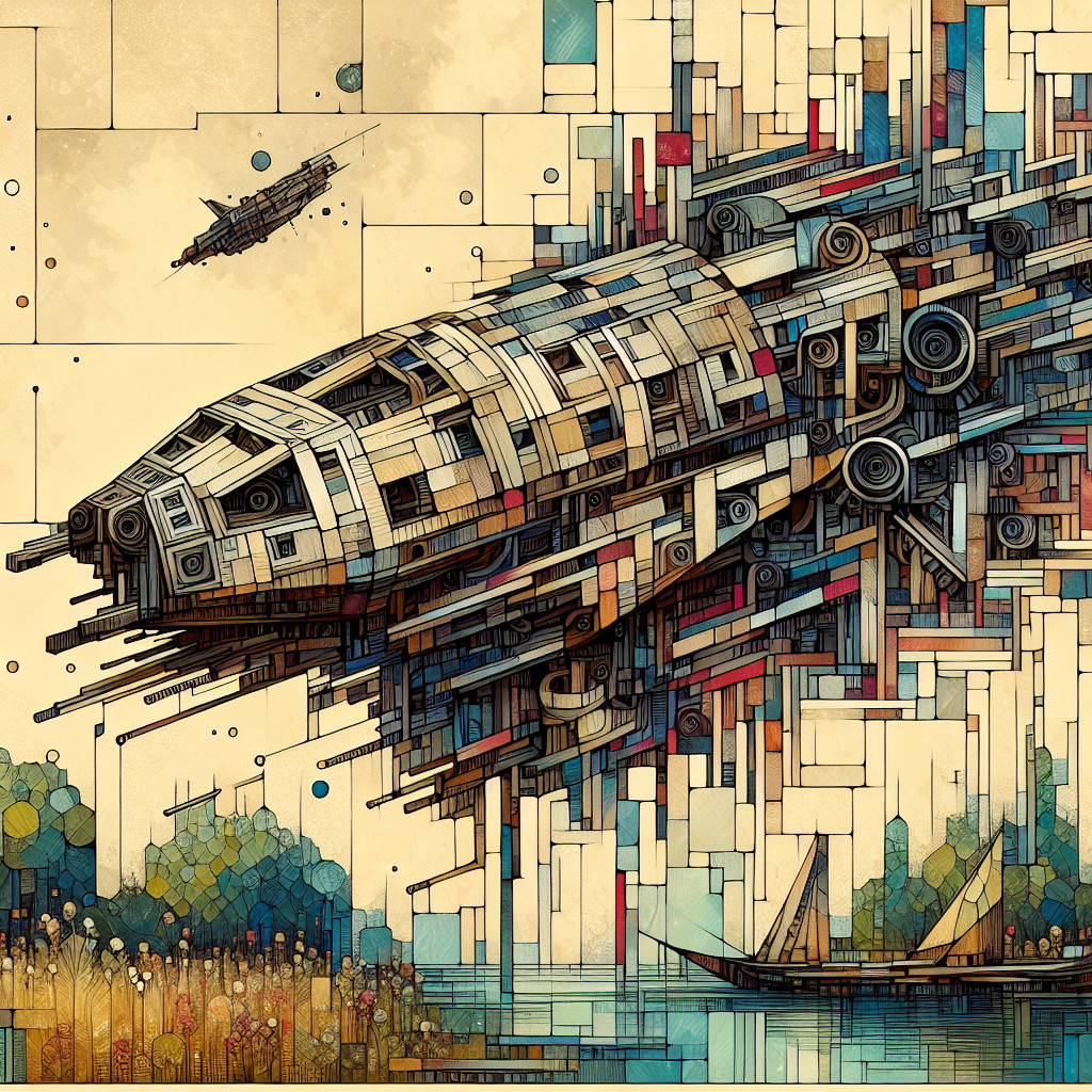 Futuristic Spacecraft Over Tranquil Landscape Scene