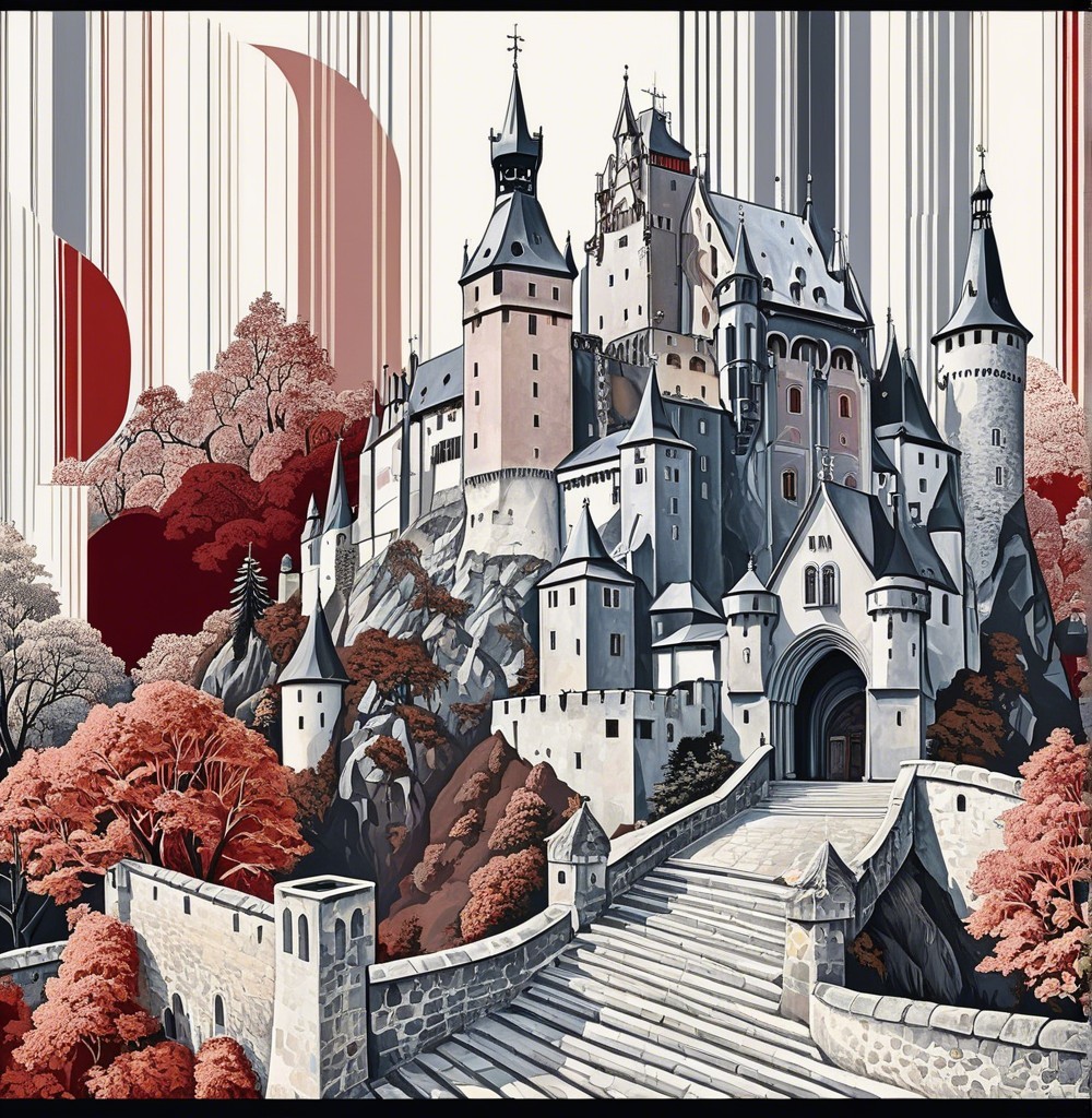 Majestic castle on rocky hill with vibrant foliage