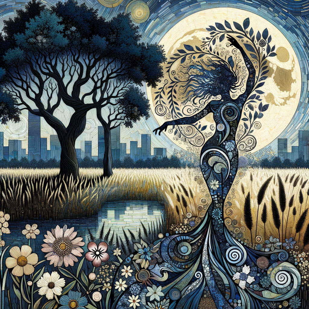 Moonlit Elegance: Nature Meets Urban Art