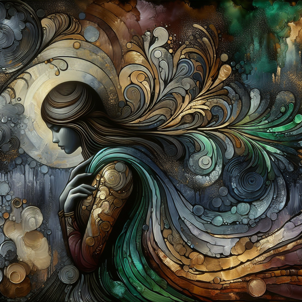 Woman in Colorful Cloak with Nature-Inspired Patterns