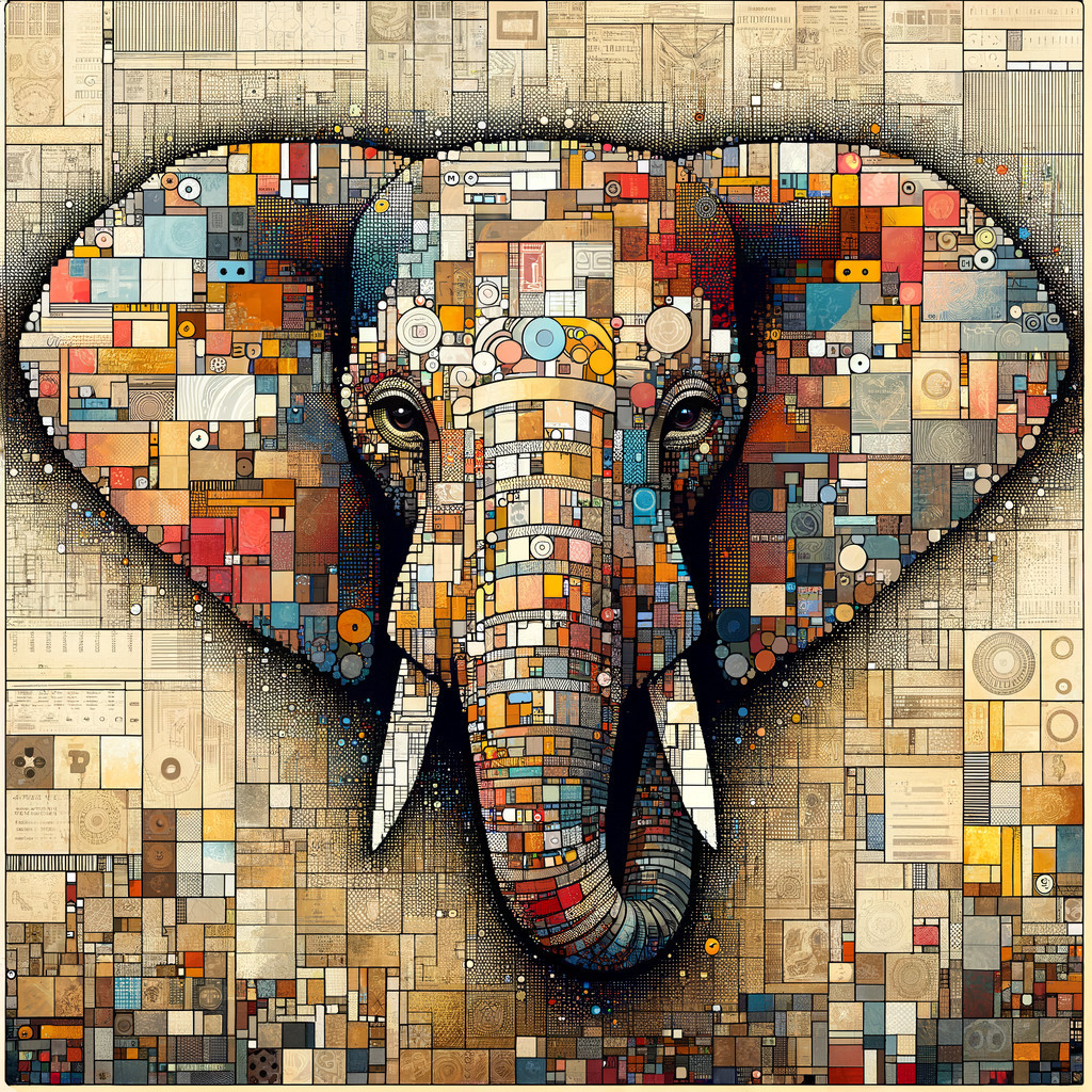 Stylized Elephant Head with Geometric Patterns