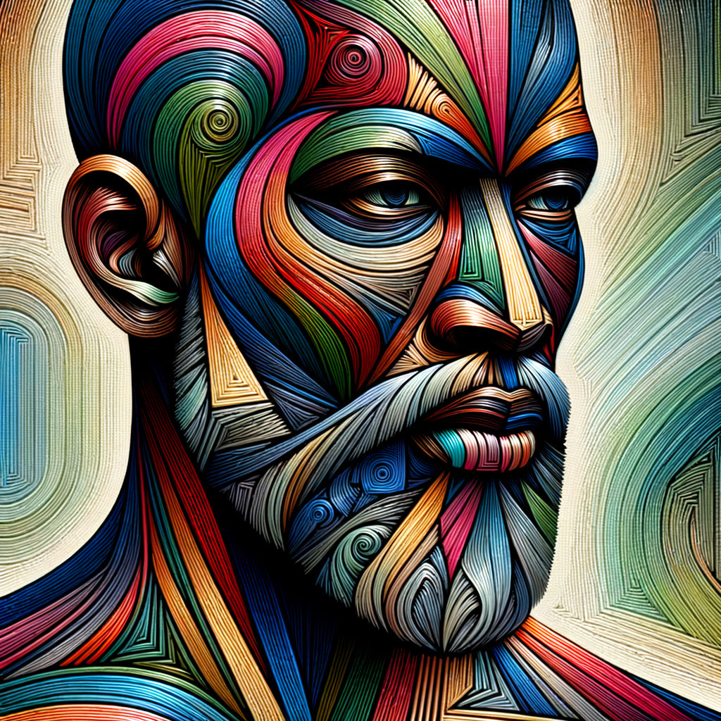 Vibrant Portrait of a Man with Swirling Patterns