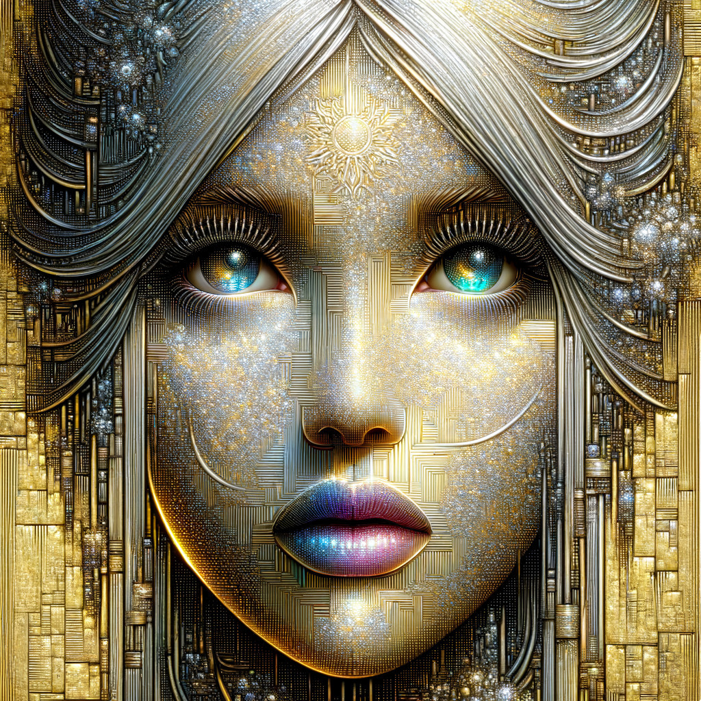 Futuristic Portrait of a Woman with Metallic Skin