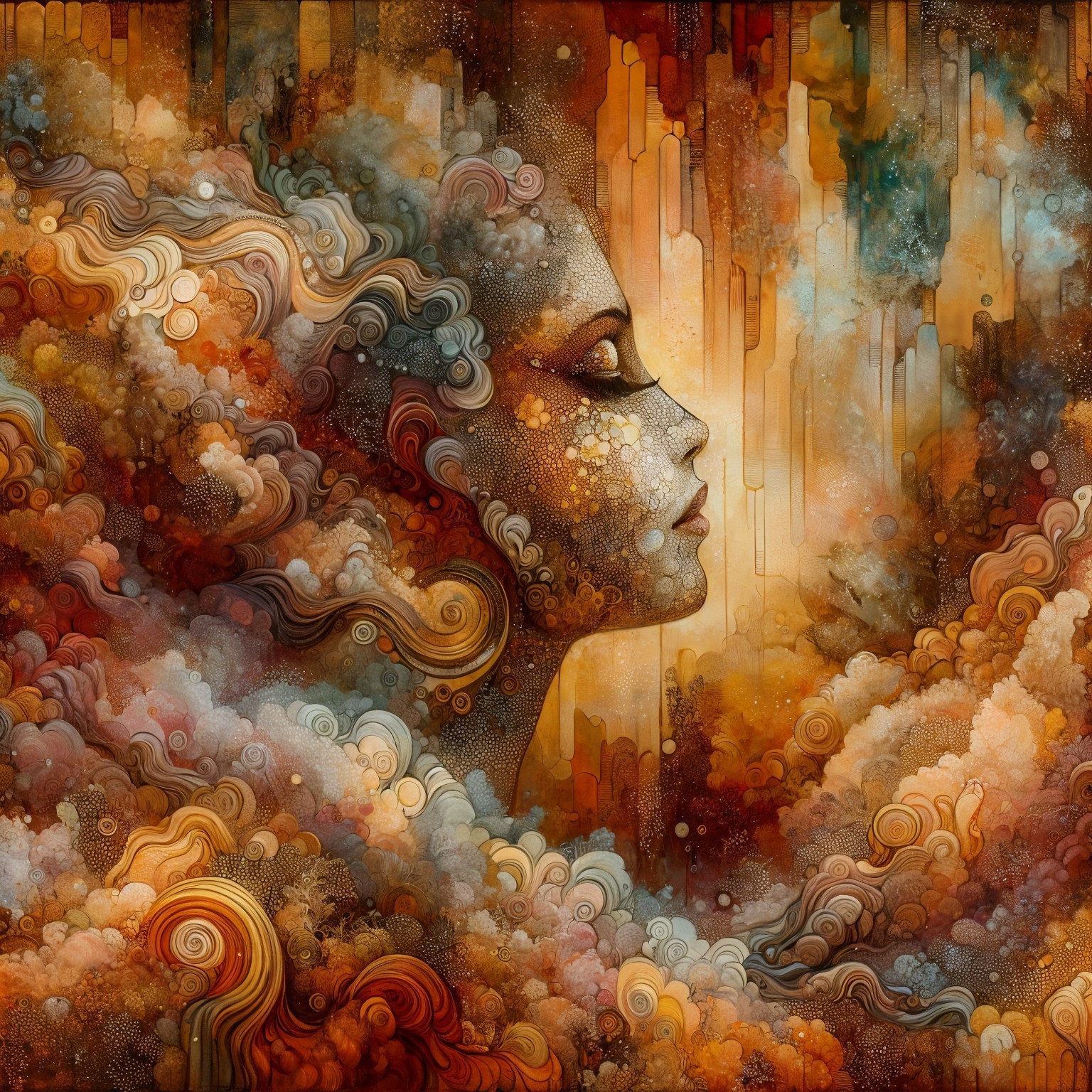 Surreal Portrait of a Woman in Colorful Clouds