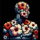 Floral Patterns on Figure with Serene Expression