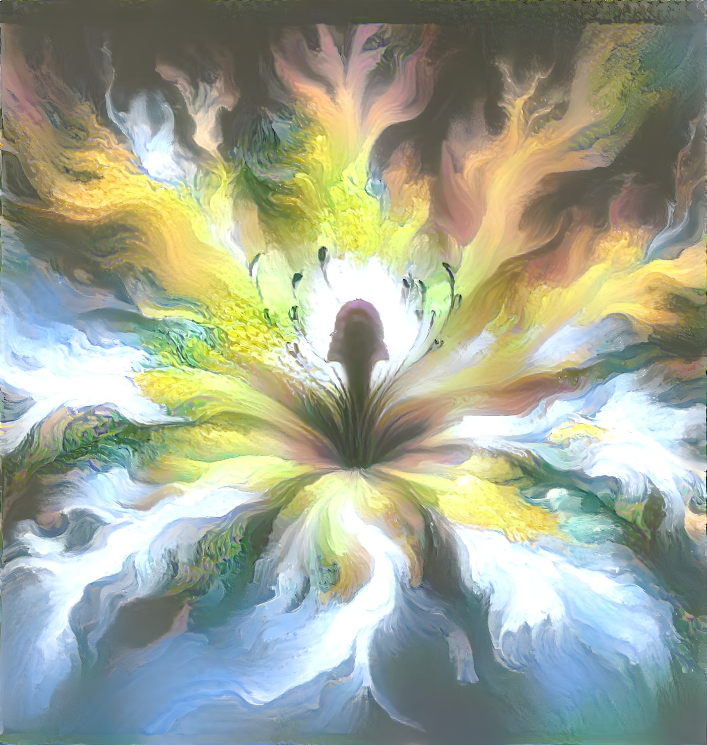 Vibrant Abstract Flower with Colorful Swirls and Depth