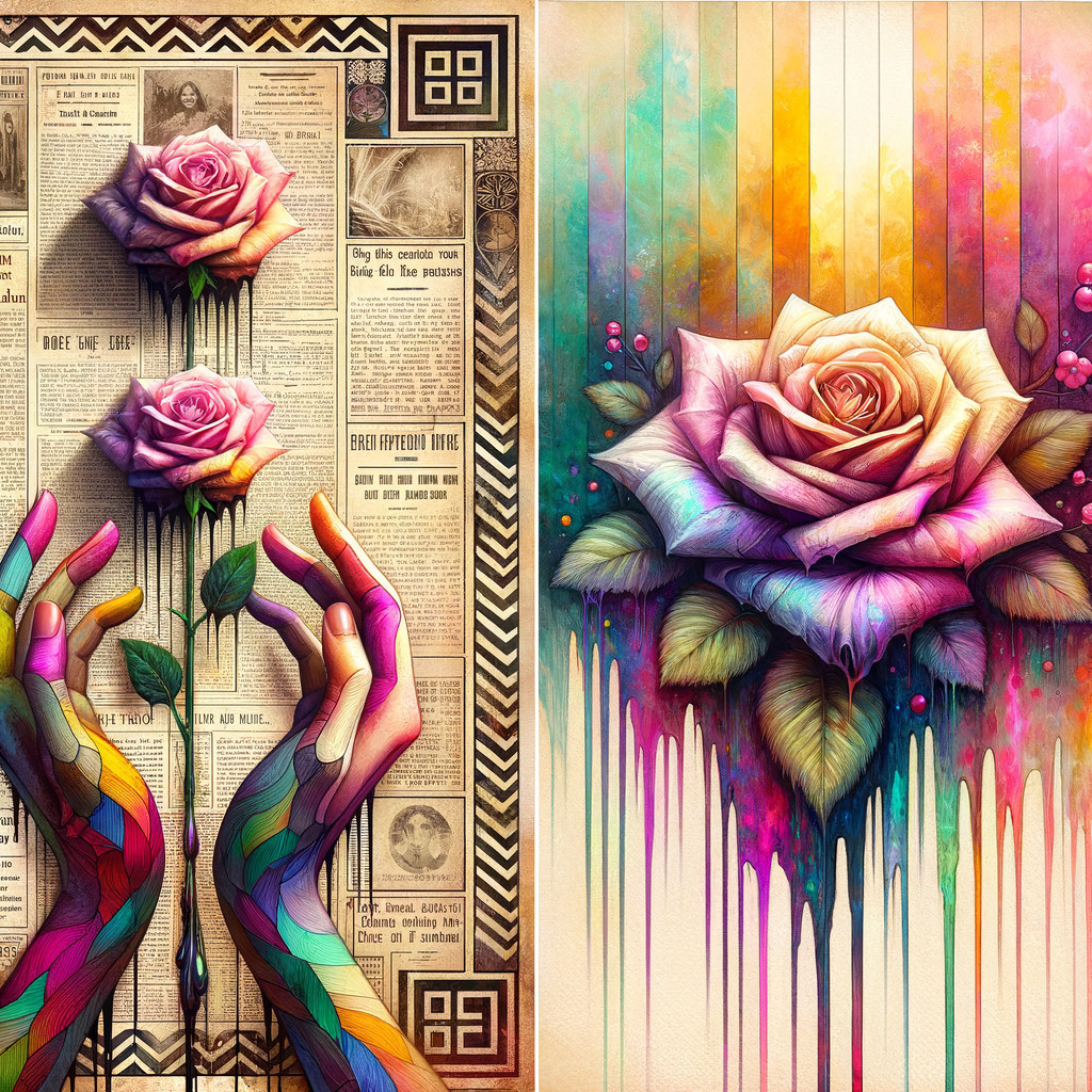 Contrasting Artistic Elements of Hands and Roses