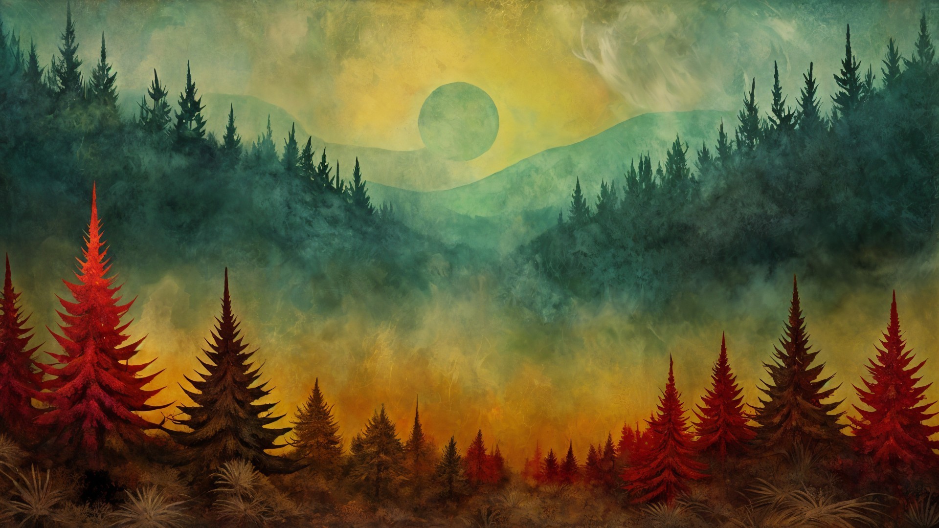 Serene Landscape with Gradient Sky and Trees