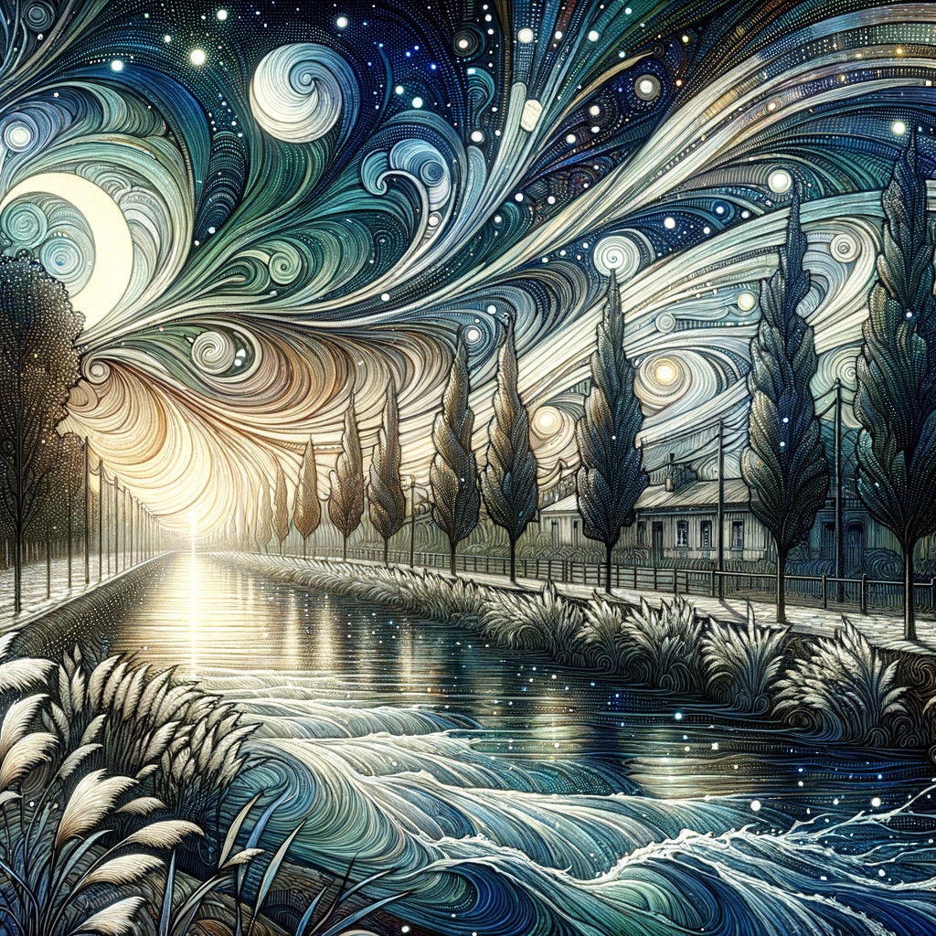 Tranquil River Under Starry Night Sky with Moonlight