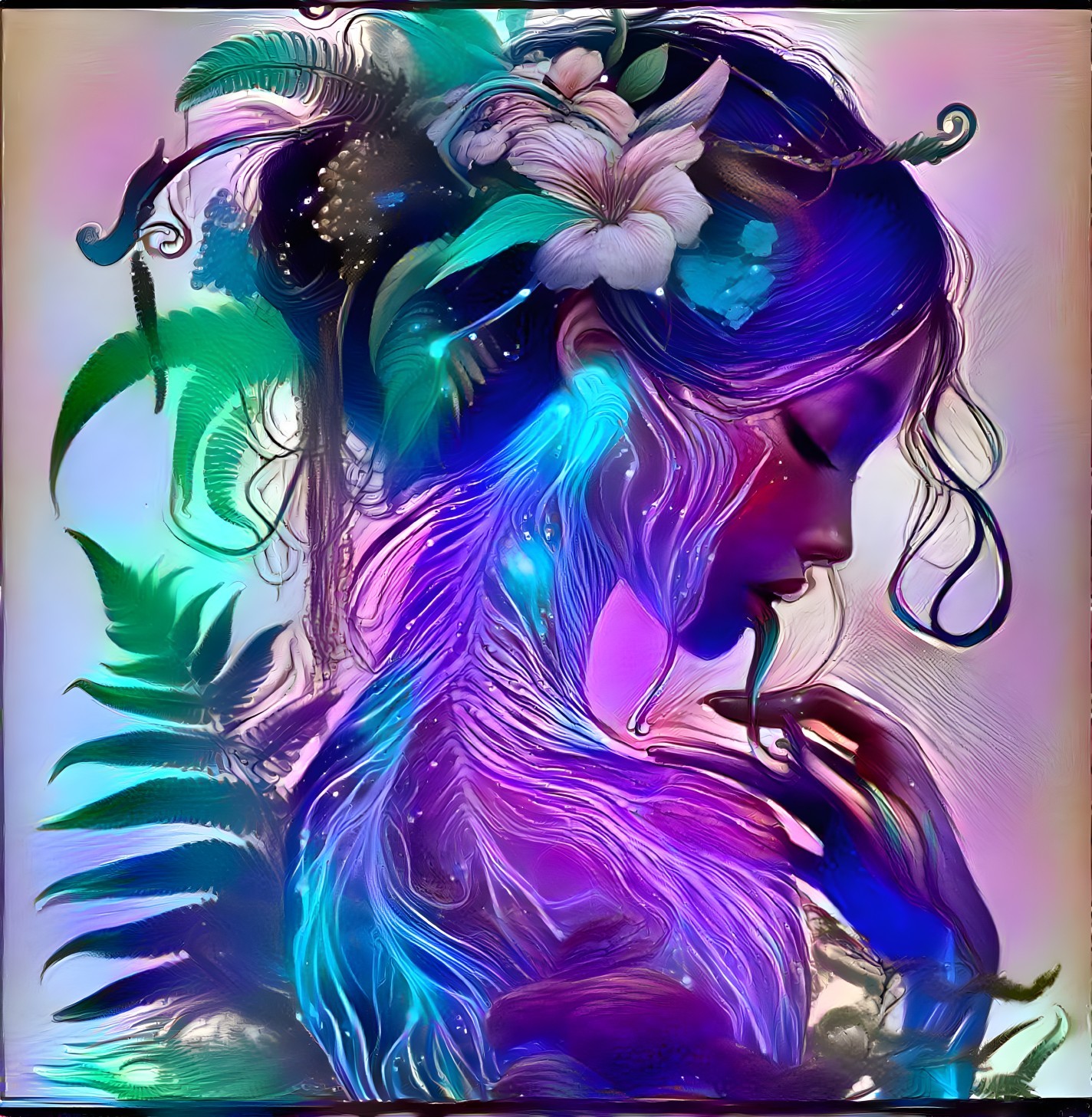 Ethereal Portrait of a Woman with Nature Elements