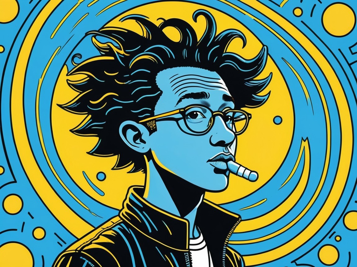 Stylized Illustration of Confident Youth with Vibrant Background