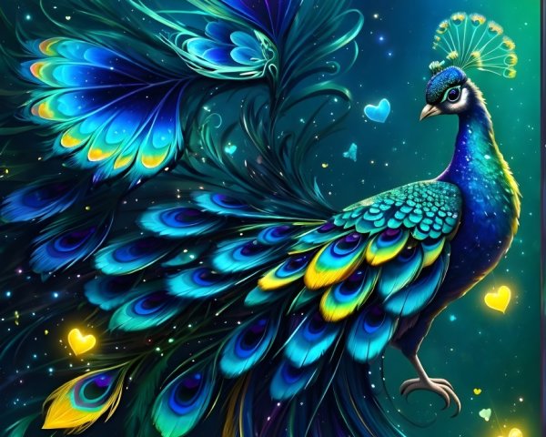 Majestic Peacock with Vibrant Plumage and Patterns