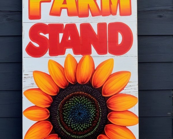 Vibrant Farm Stand Sign with Sunflower Design