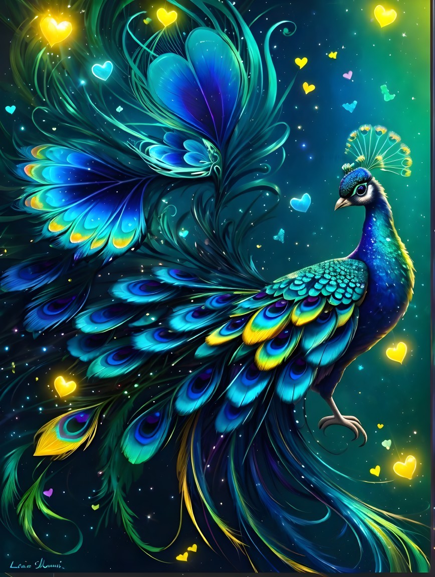 Majestic Peacock with Vibrant Plumage and Patterns