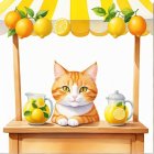Orange Tabby Cat at Wooden Lemonade Stand
