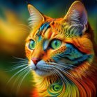 Colorful Cat with Vibrant Fur and Expressive Eyes
