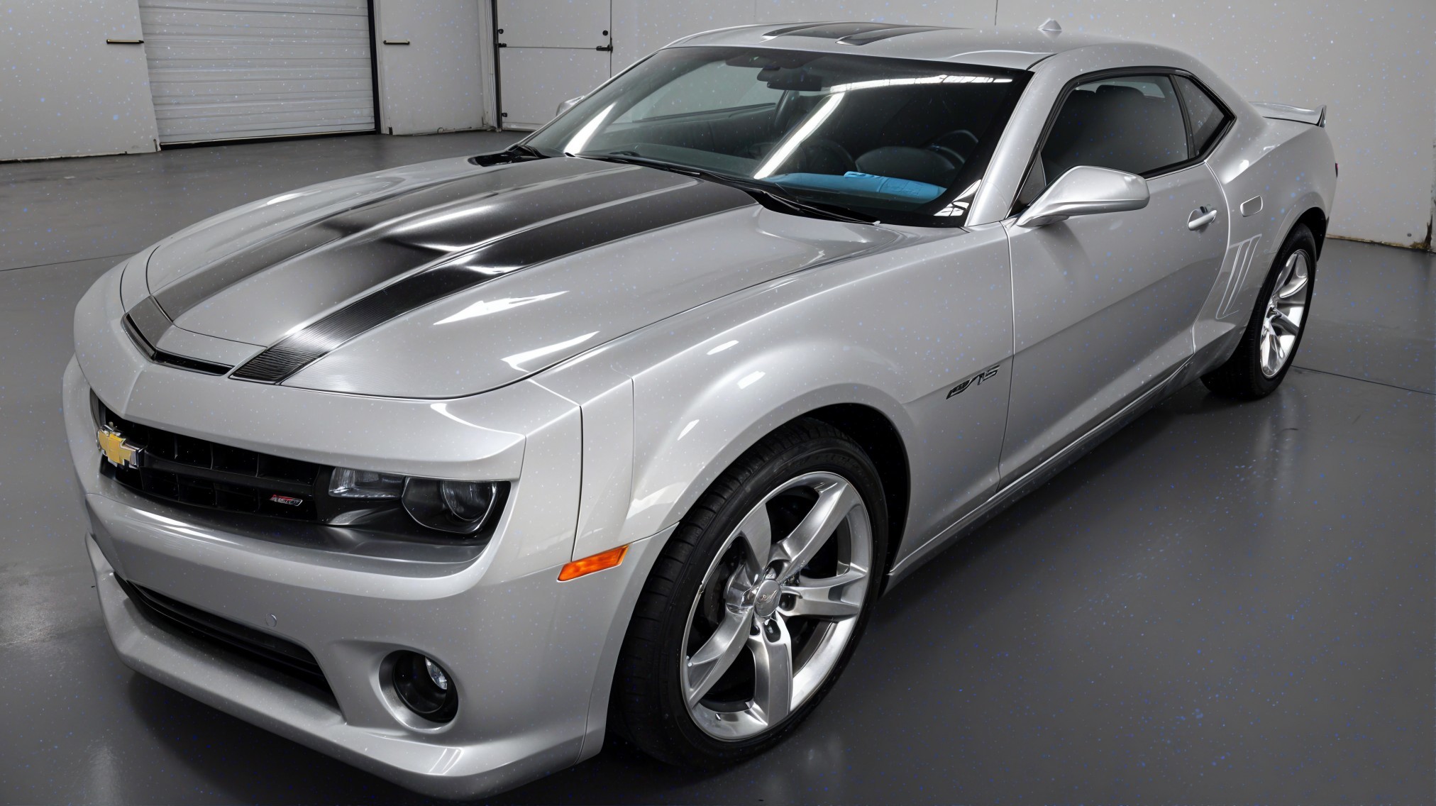Sleek Silver Sports Car with Black Racing Stripe
