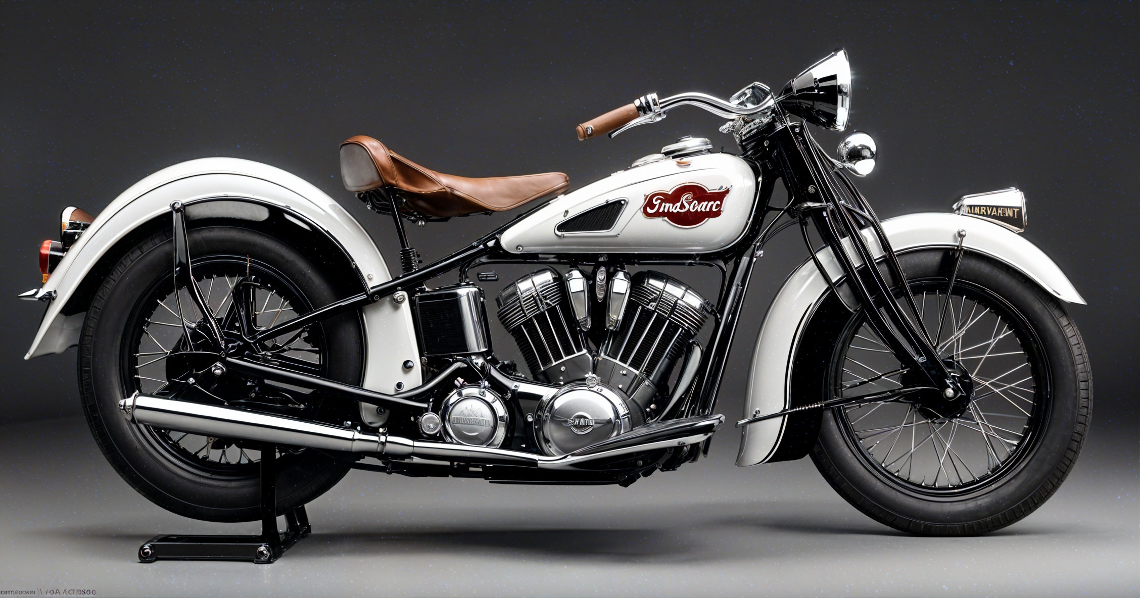 Classic Motorcycle with White Frame and Vintage Design