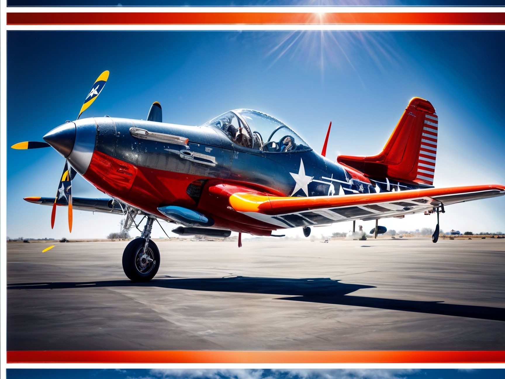 Vintage Aircraft with Red, Blue, and White Design