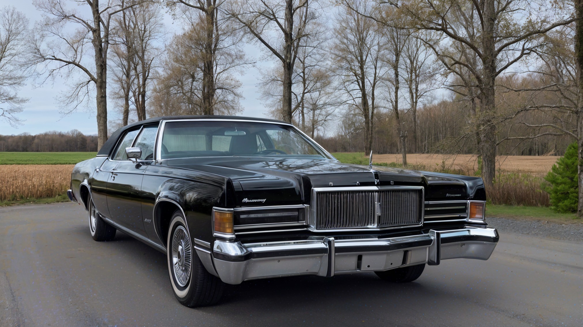 Classic Black Luxury Coupe on Scenic Road