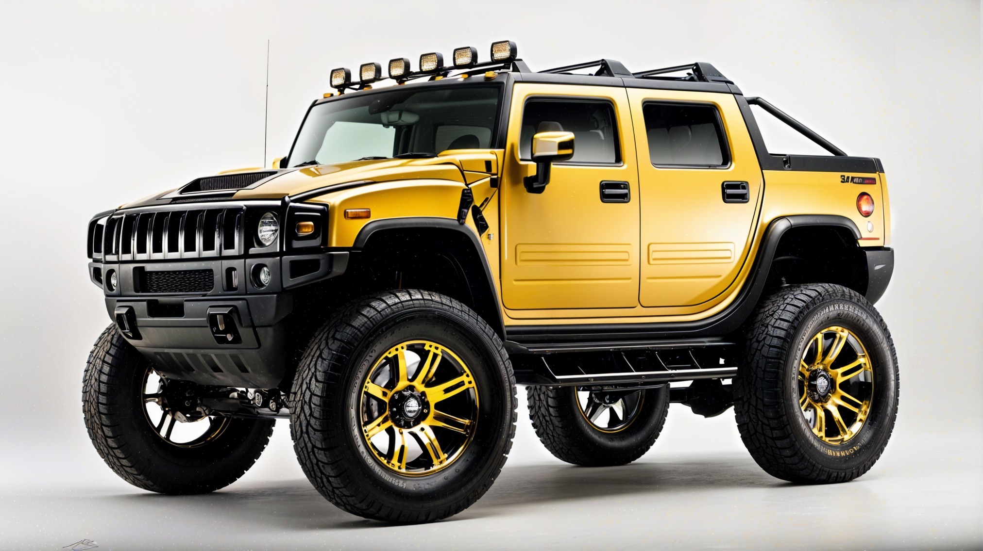 Bold Yellow Hummer H2 with Rugged Design Features