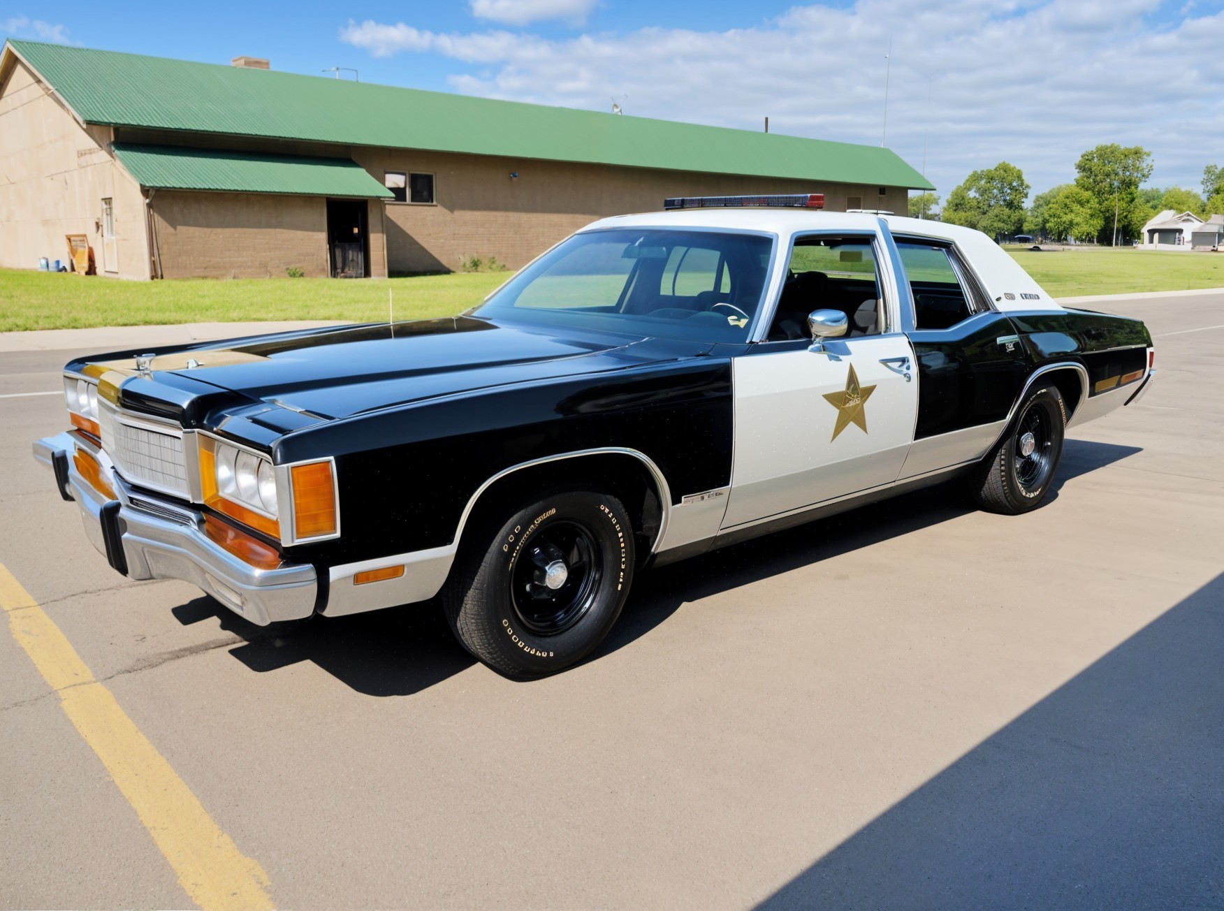 Classic Police-Style Car with Black and White Design