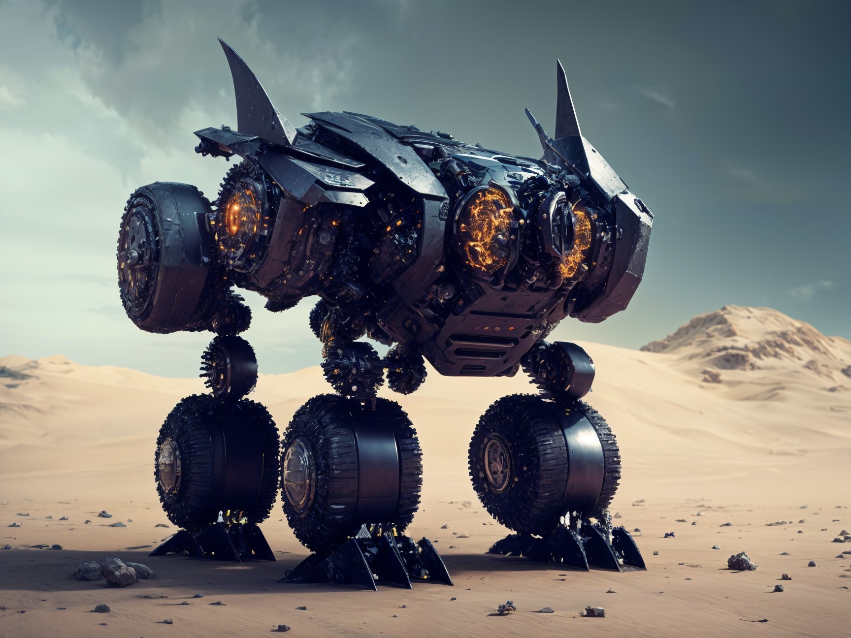 Futuristic Robotic Creature in Desert Landscape