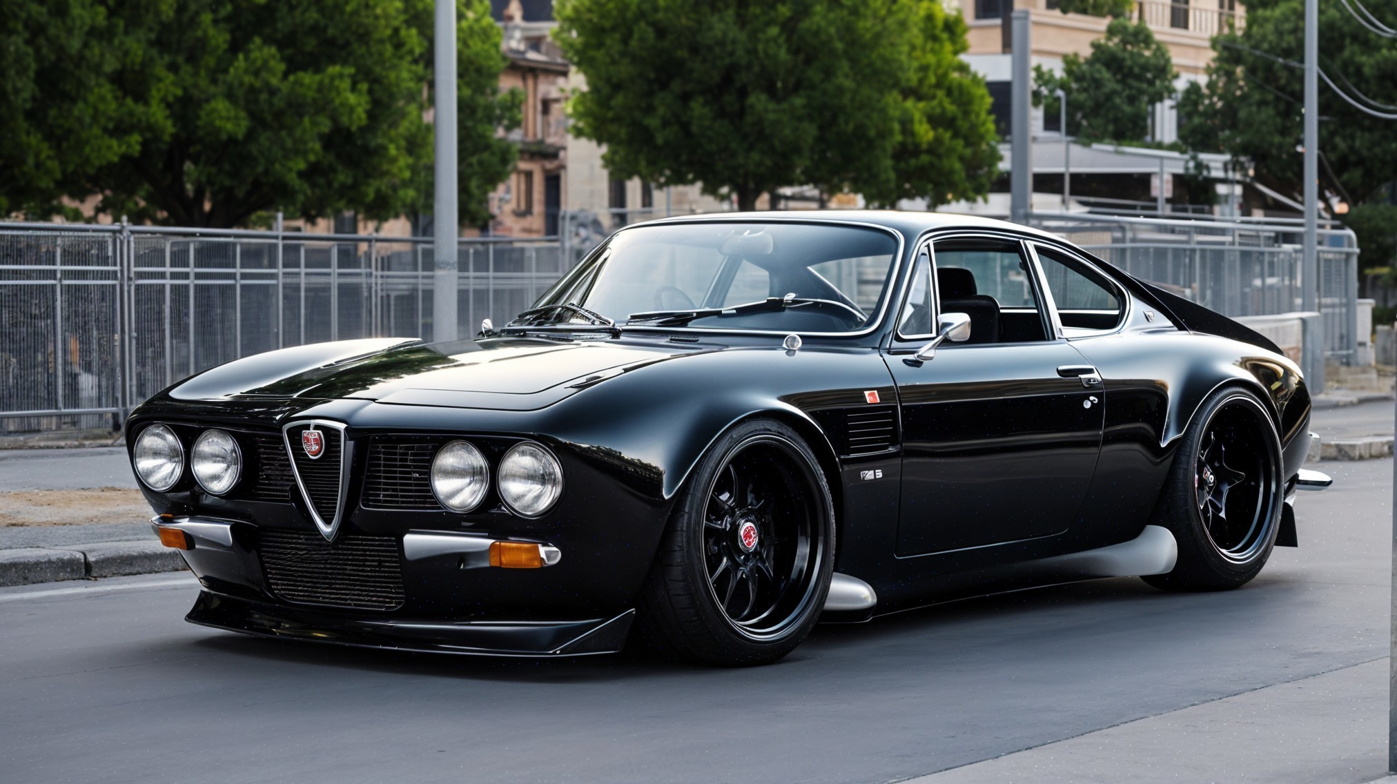 Sleek Black Sports Car with Modern Modifications