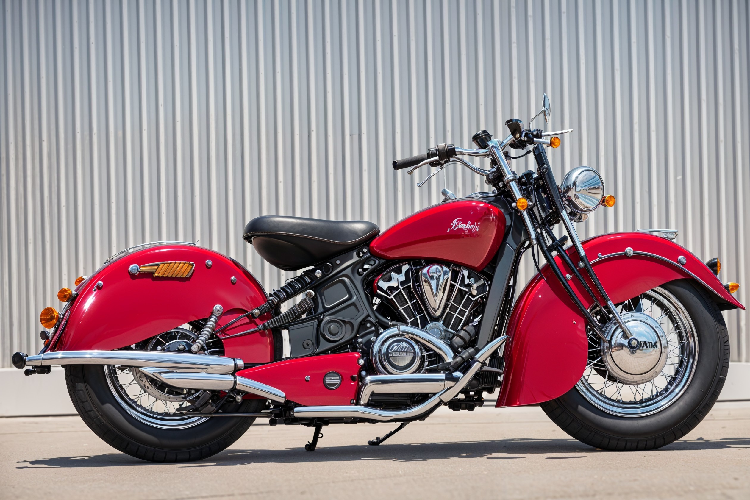 Vibrant Red Motorcycle with Classic Design Features