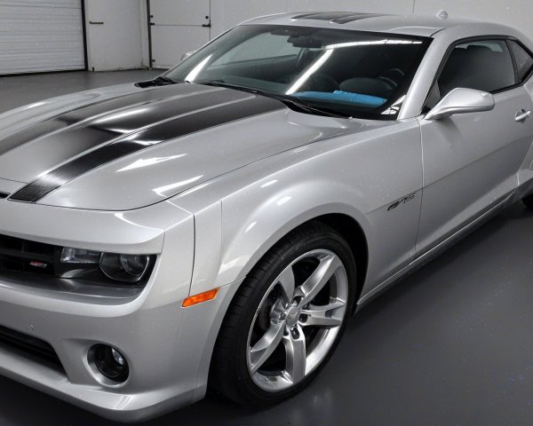 Sleek Silver Sports Car with Black Racing Stripe